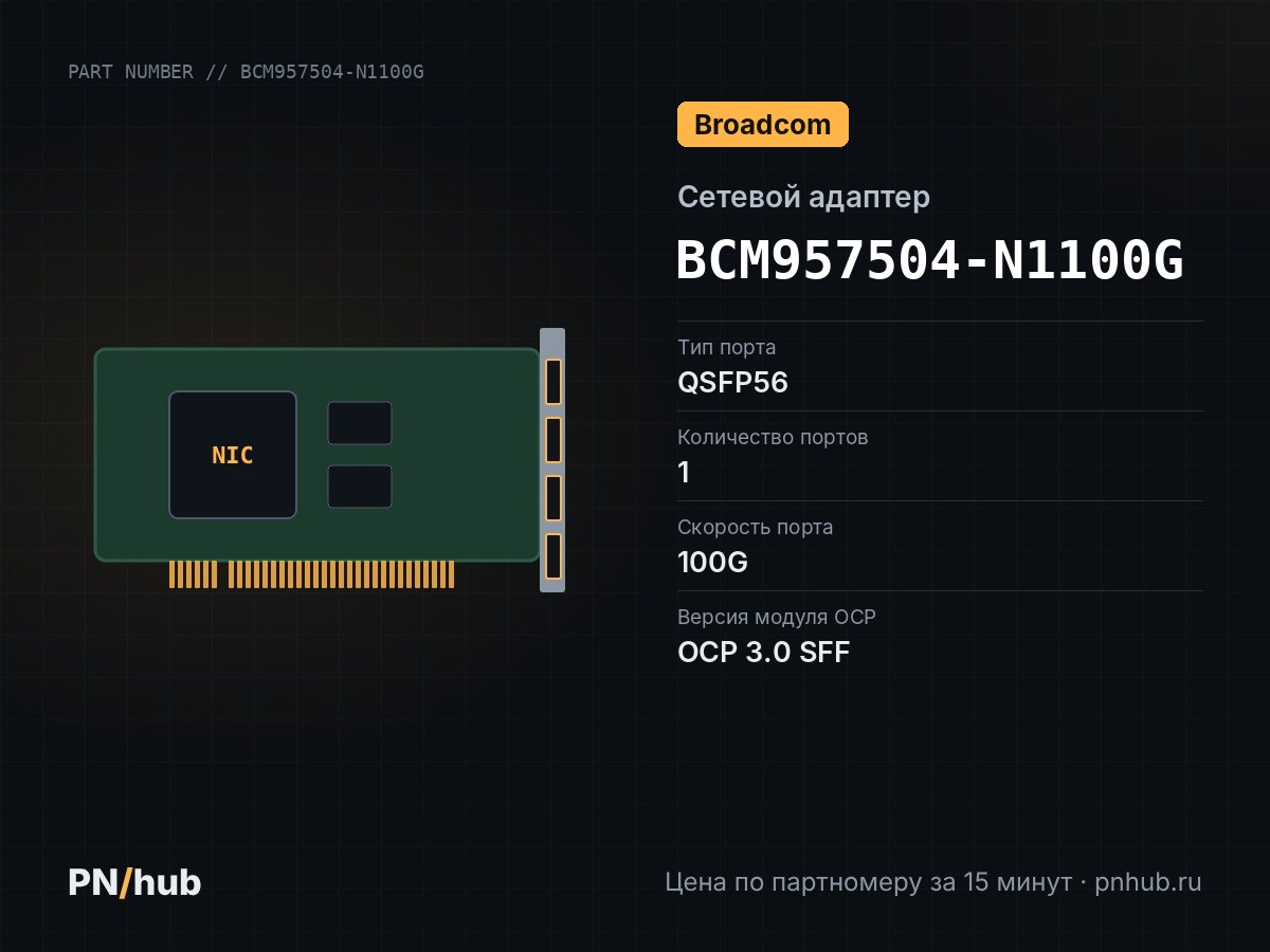 BCM957504-N1100G — Broadcom N1100G (1x QSFP56 100GBE)