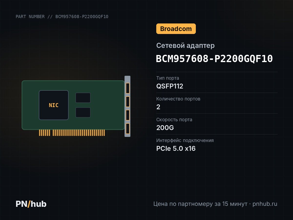 BCM957608-P2200GQF10 — Broadcom P2200G-PTP (2x QSFP112 200GBE)