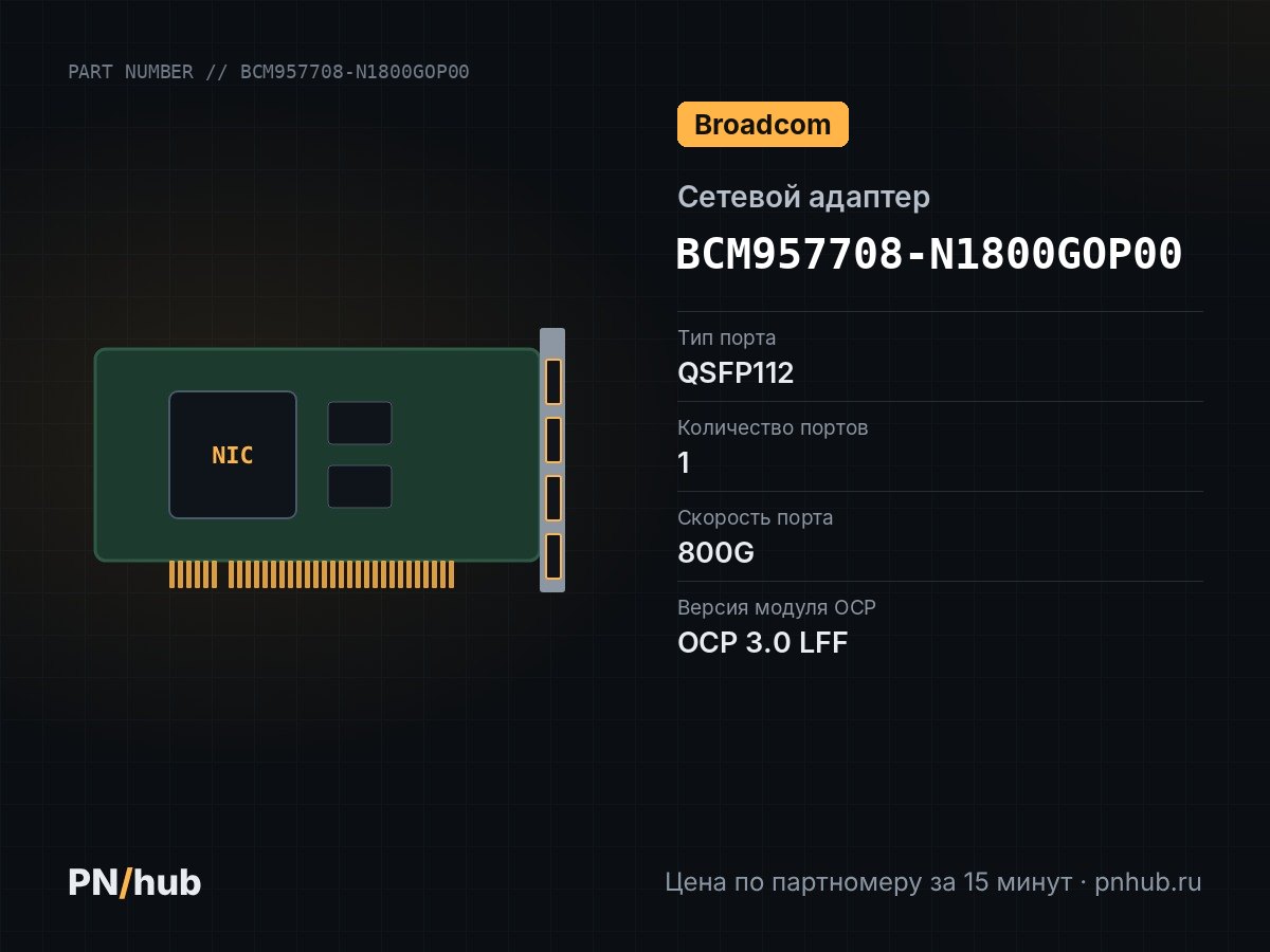 BCM957708-N1800GOP00 — Broadcom N1800GOP (1x OSFP112 800GBE)
