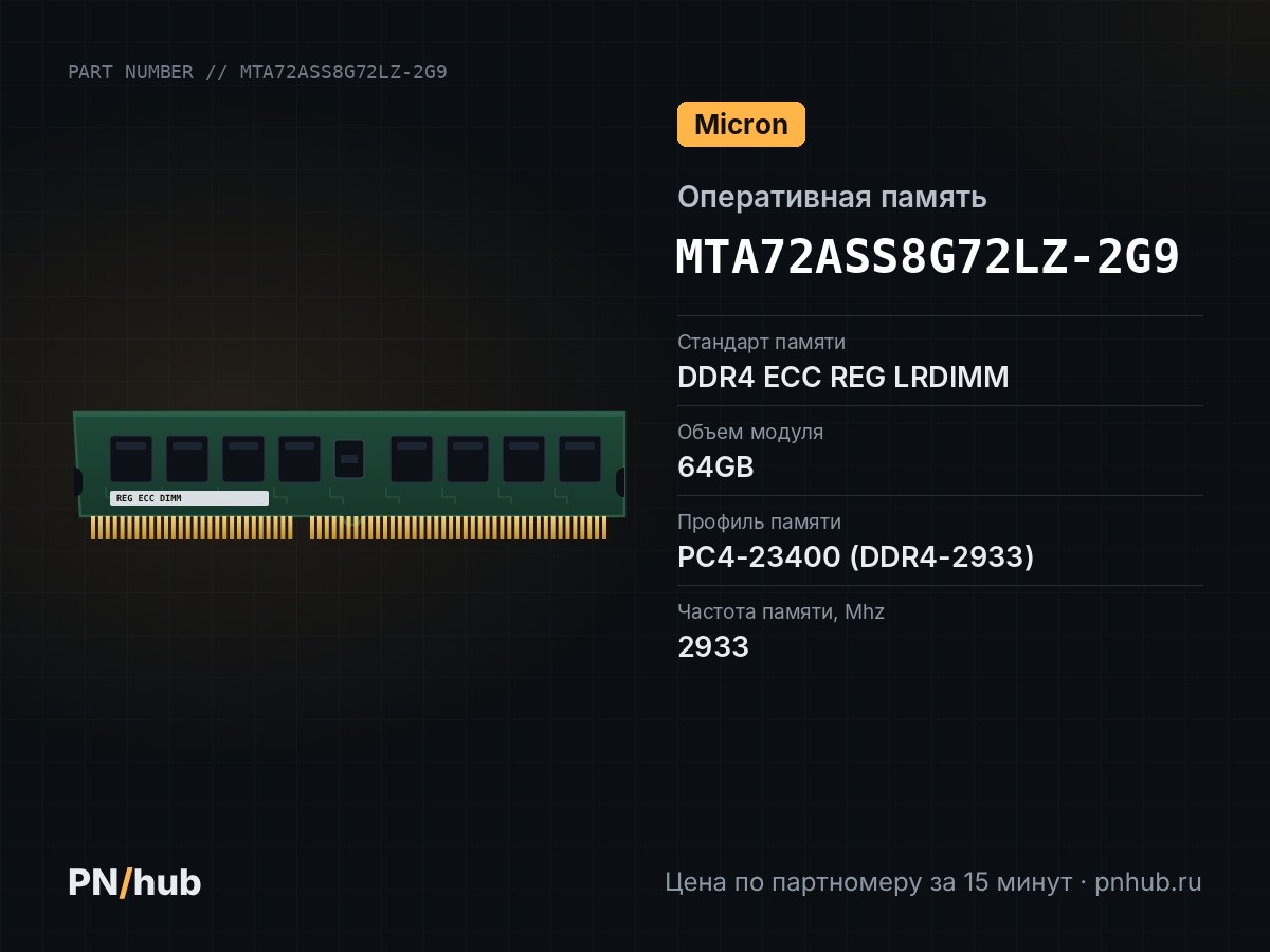 MTA72ASS8G72LZ-2G9 — 64GB DDR4 ECC REG LRDIMM Micron 2933Mhz 4Rx4