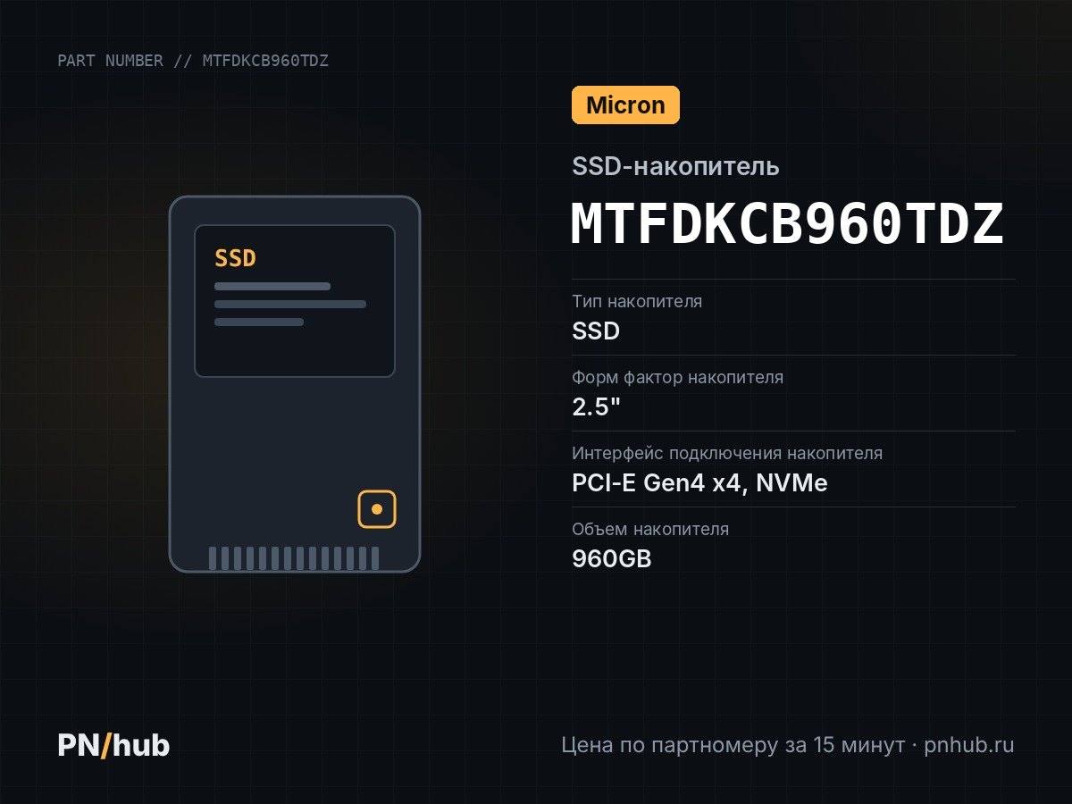 MTFDKCB960TDZ — SSD-накопитель Micron 7400 PRO 960GB 2.5" U.3
