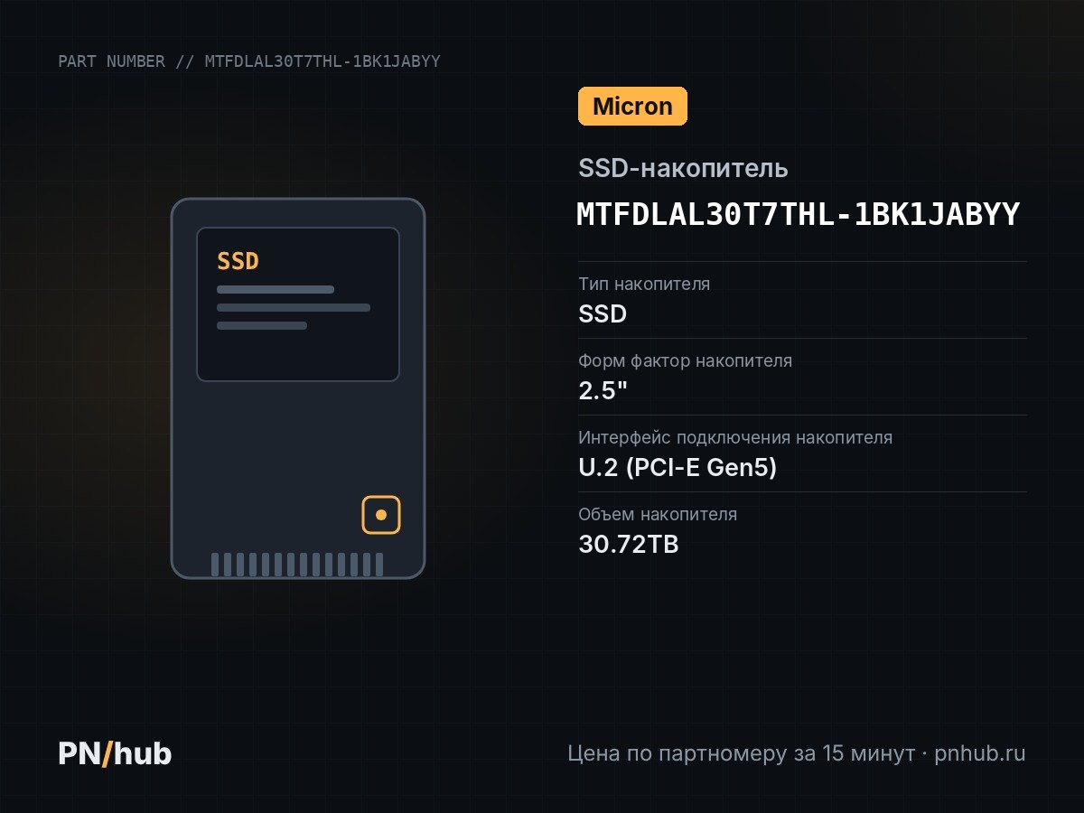 MTFDLAL30T7THL-1BK1JABYY — SSD-накопитель Micron 6550 ION 30.72TB 2.5" U.2